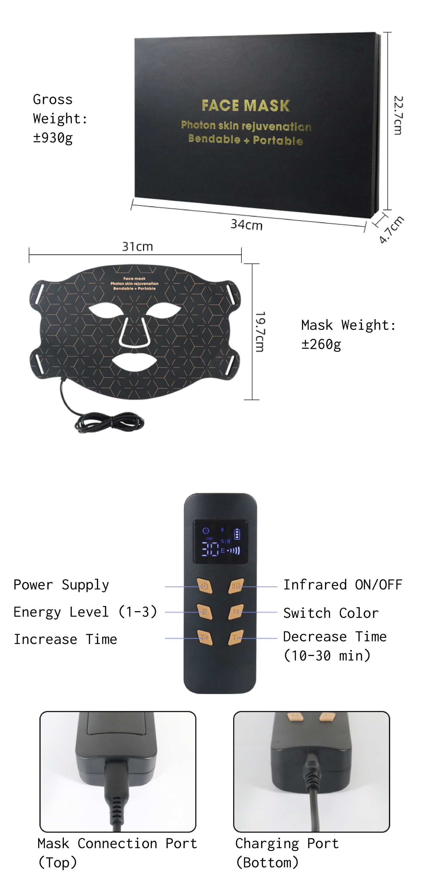 4 in 1 Red and Near-Infrared Light Therapy Mask